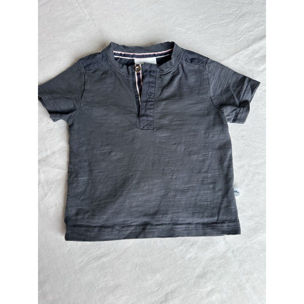 Tommy Bahama 12M Henley Short Sleeve T-Shirt Gray Cotton Baby